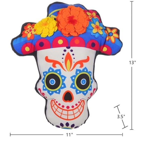 Colorful Sugar Skull Pillow - Picture 2 of 4